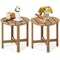 18 Inch Set of 2 Round Outdoor Adirondack Side Tables with Slatted Design and X-Shaped Structure